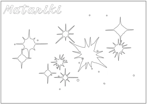 Matariki Colouring in pages - Stars line